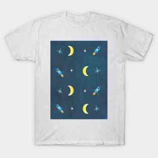 Space Rocket Dreams Pattern T-Shirt